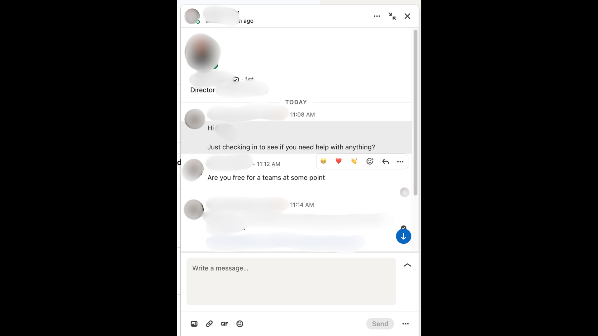 Email reply requesting a chat this week