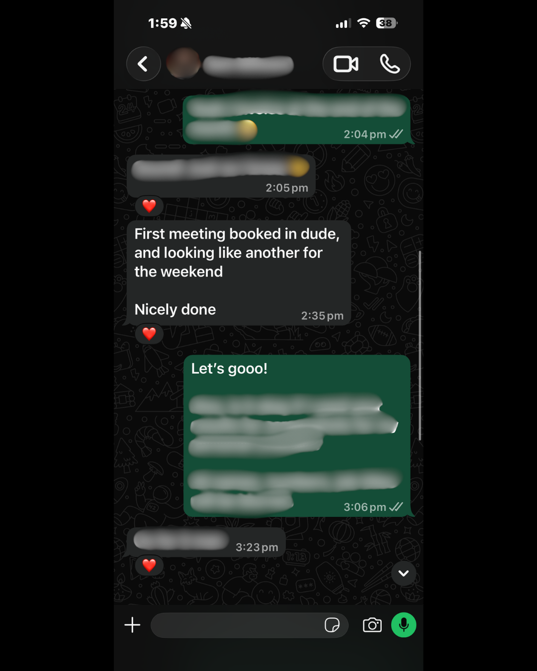 Client message about first meeting booked